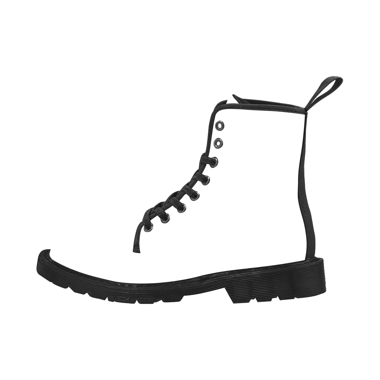 White Martin Boots for Women (Black) (Model 1203H)