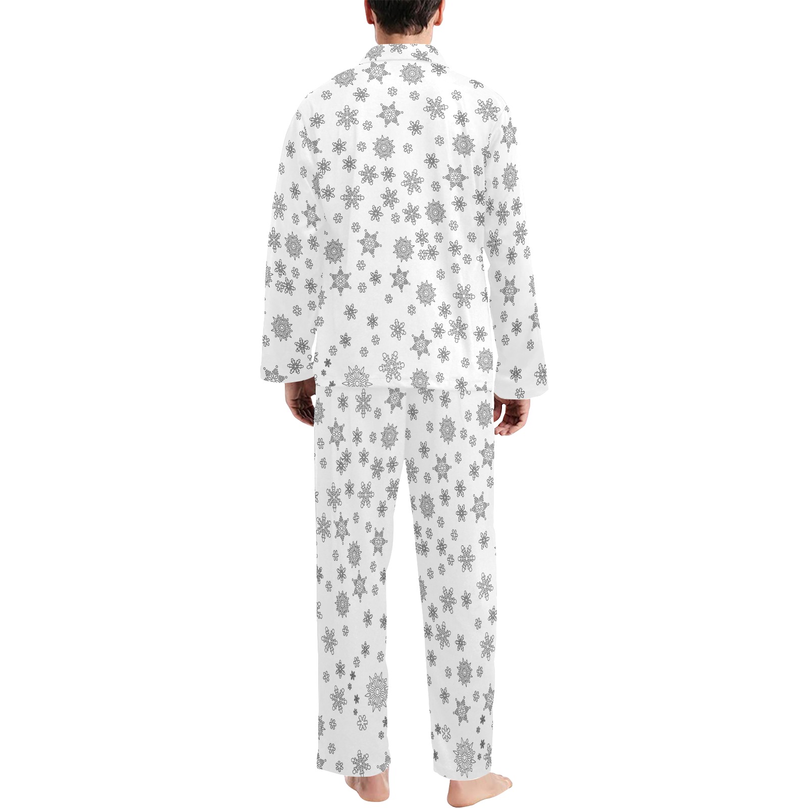 Snowflakes for Christmas Men's V-Neck Long Pajama Set