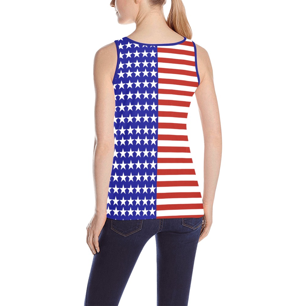 USA Patriotic Stars & Stripes All Over Print Tank Top for Women (Model T43)