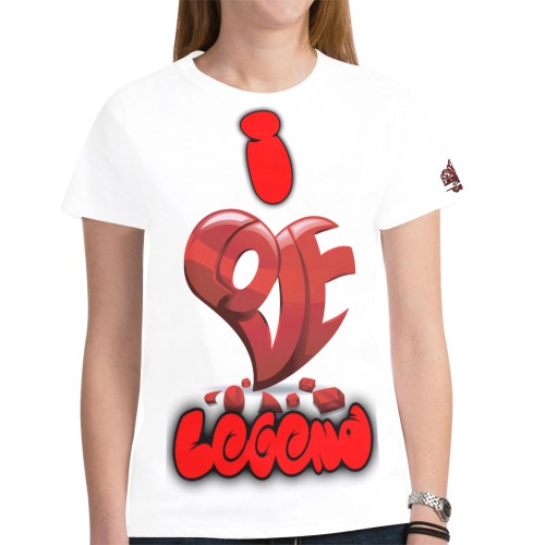 Womans I Love Legend W/R New All Over Print T-shirt for Women (Model T45)