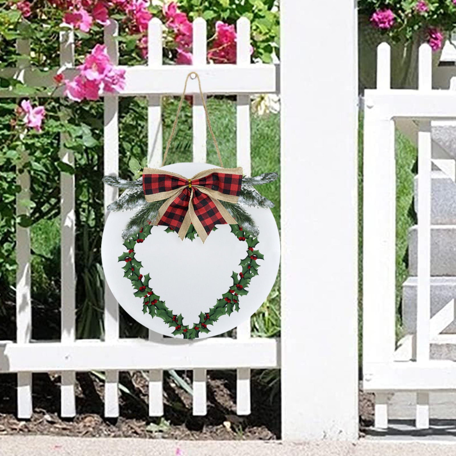 Heart Christmas Wreath Christmas Door Hanger (11.8inch)