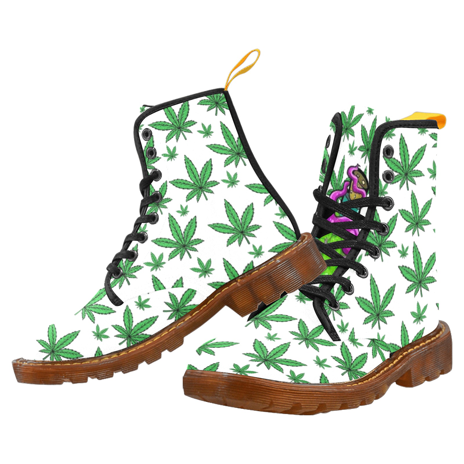 Marijuana Jarful and Marijuana Leaves Martin Boots For Women Model 1203H