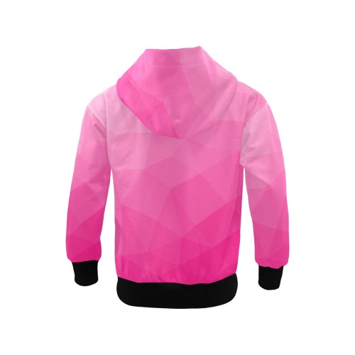 Hot pink gradient geometric mesh pattern Big Girls' Zip Up Hoodie (Model H58)