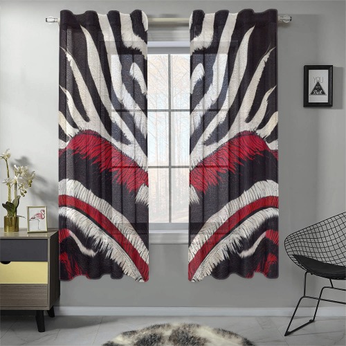 zebra print 3 Gauze Curtain 28"x63" (Two-Piece)