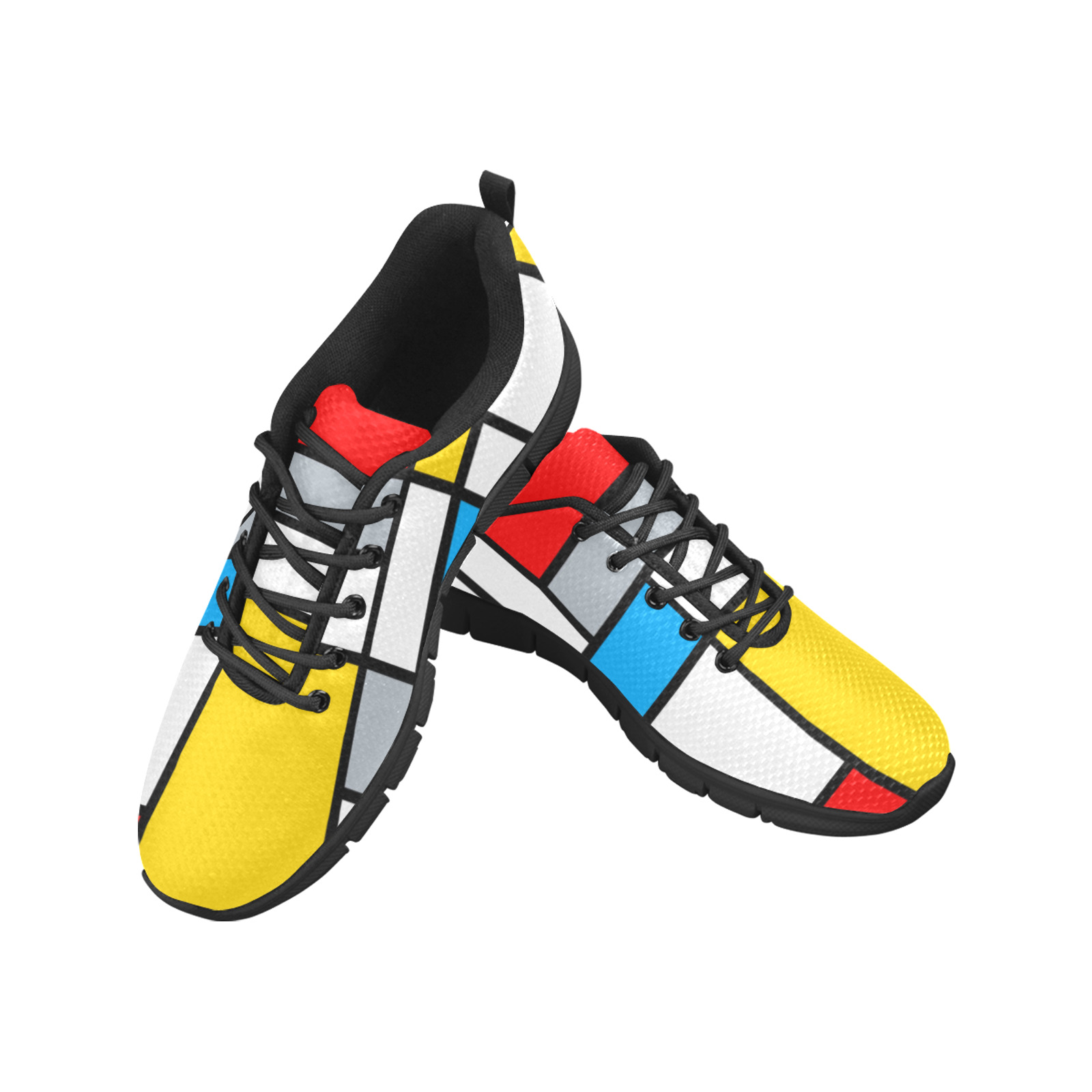 Mondrian Style Color Composition Geometric Retro Art Women's Breathable Running Shoes (Model 055)