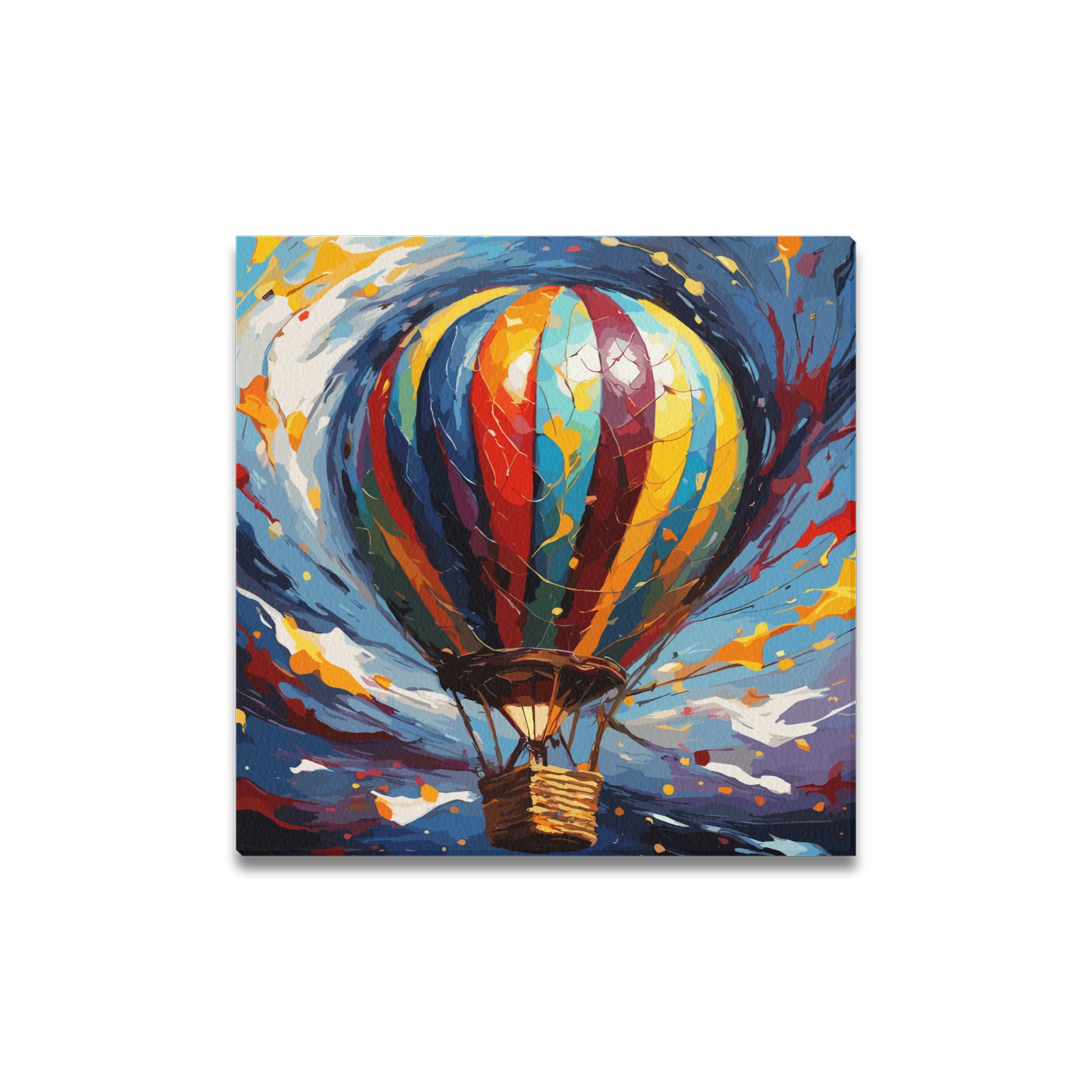 Imaginative hot air ballon beautiful colorful art. Upgraded Canvas Print 16"x16"