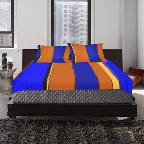 Abstract Blue And Orange 930 3-Piece Bedding Set