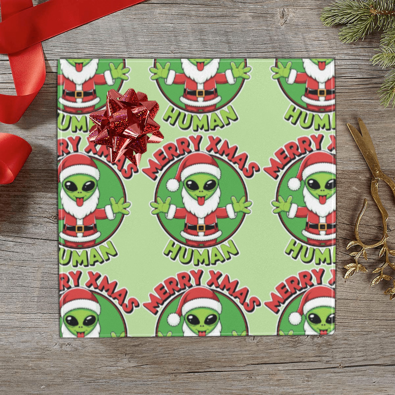 Merry Xmas Human Gift Wrapping Paper 58"x 23" (1 Roll)