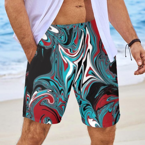 Dark Wave of Colors Men's All Over Print Elastic Beach Shorts (Model L20-2)