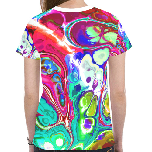 Abstract Liquid Marble Pouring Modern Art Texture New All Over Print T-shirt for Women (Model T45)