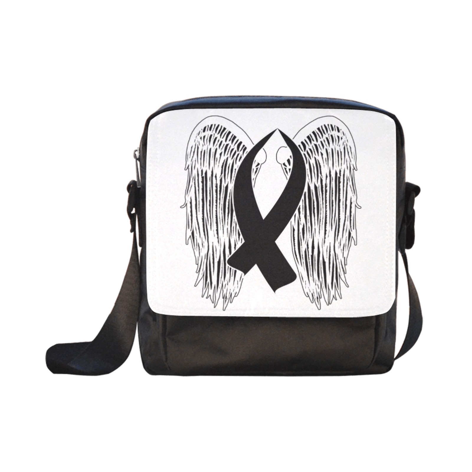 Winged Awareness Ribbon (Black) Crossbody Nylon Bags (Model 1633)