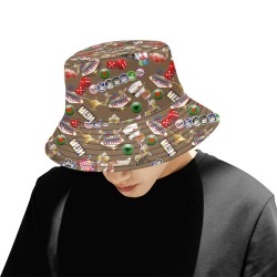 Las Vegas Icons Gamblers Delight / Brown All Over Print Bucket Hat for Men