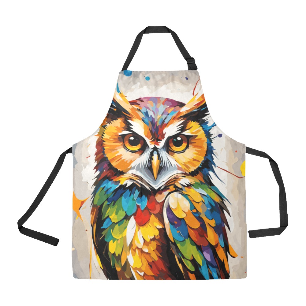 Beautiful owl bird. Stylish colorful fantasy art All Over Print Apron
