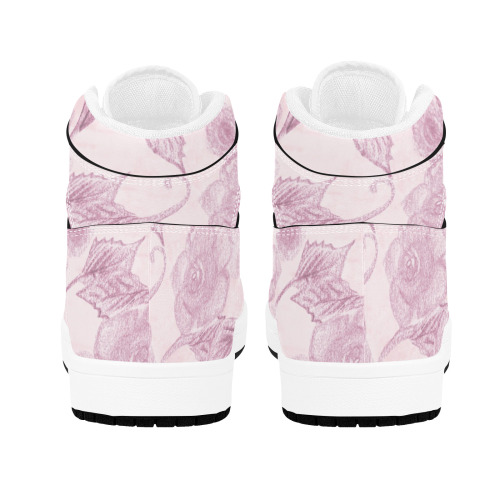 pink floral Men's High Top Sneakers (Model 20042)