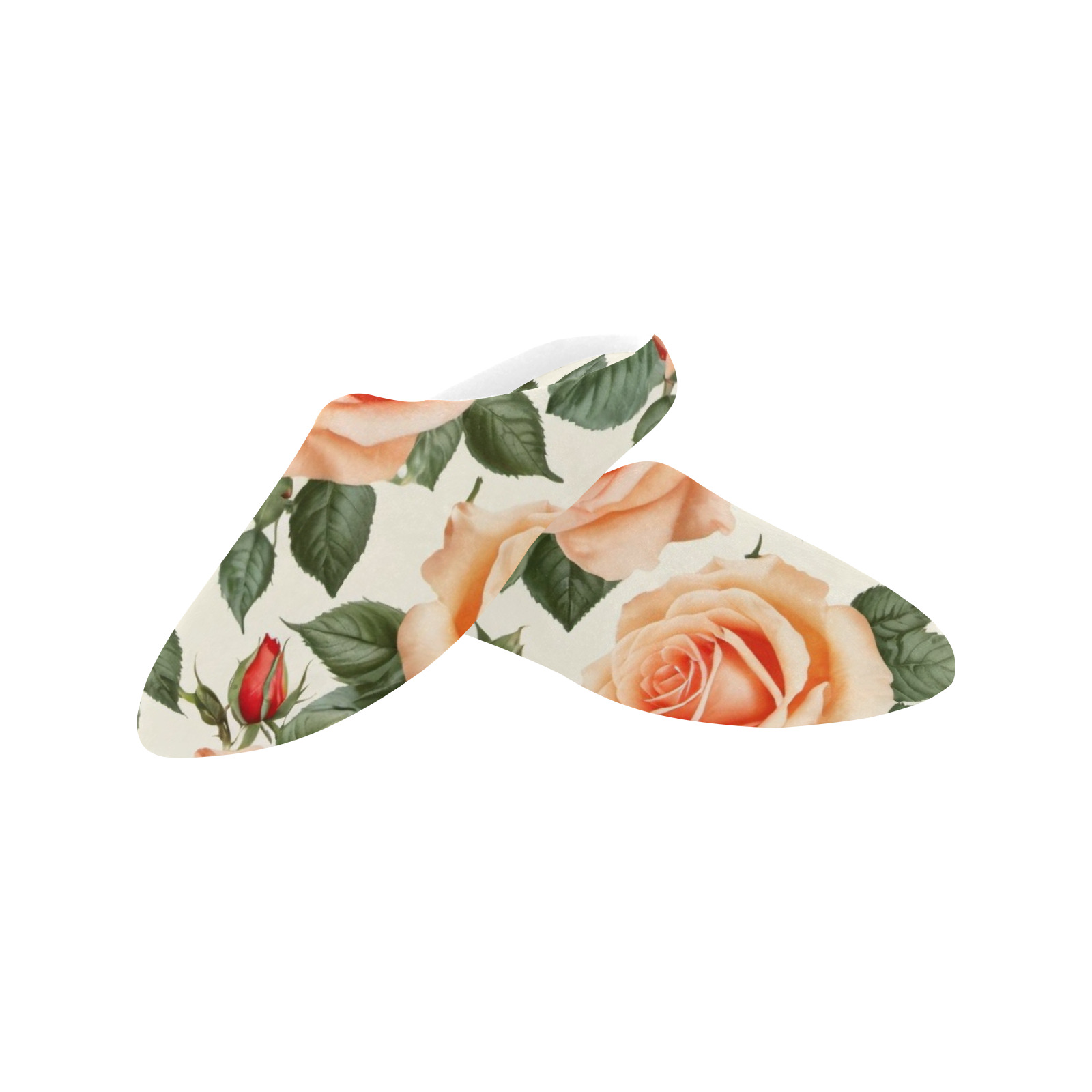 vintage rose pattern Women's Non-Slip Cotton Slippers (Model 0602)
