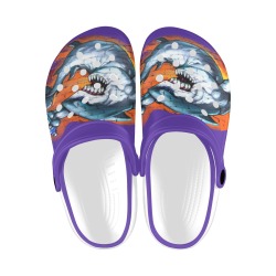 Graffiti Shark - Purple Custom Print Foam Clogs for Adults