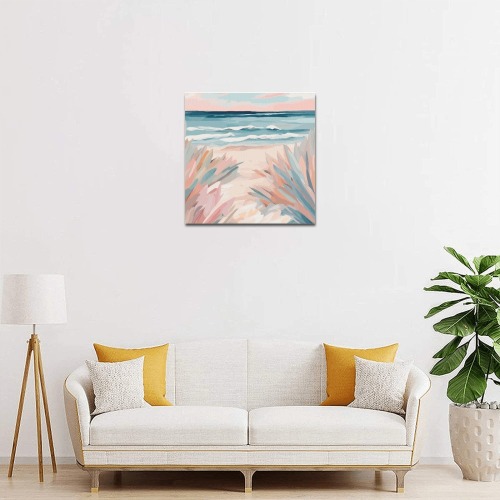 Fantasy art of deserted beach. Pastel colors. Upgraded Canvas Print 16"x16"