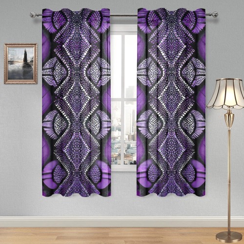 violet and white diamond's Gauze Curtain 28"x63" (Two-Piece)