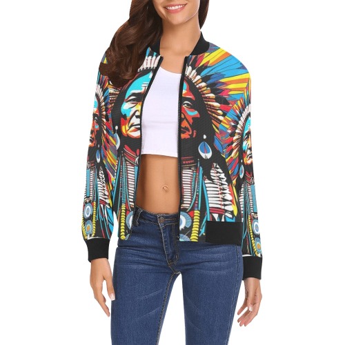 AMERICAN HERITAGE 11 All Over Print Bomber Jacket for Women (Model H19)