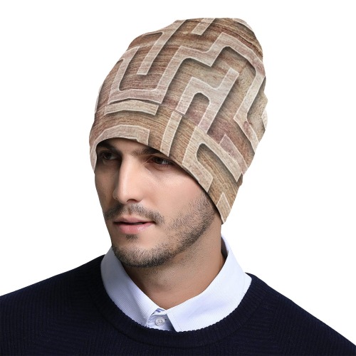 Wooden Maze All Over Print Beanie for Adults