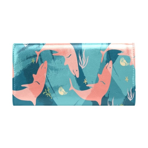 pink sharks Women's Flap Wallet (Model 1707)