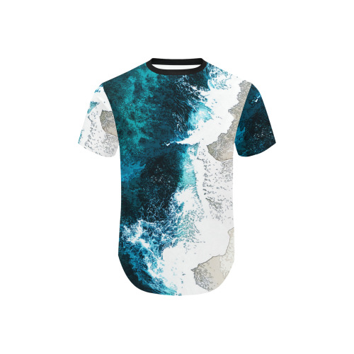 Ocean And Beach Men's All Over Print Curved Hem T-Shirt (Model T76)