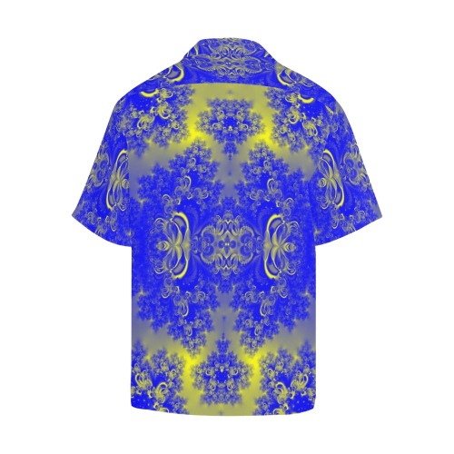 Sunlight and Blueberry Plants Frost Fractal Hawaiian Shirt with Merged Design (Model T58)