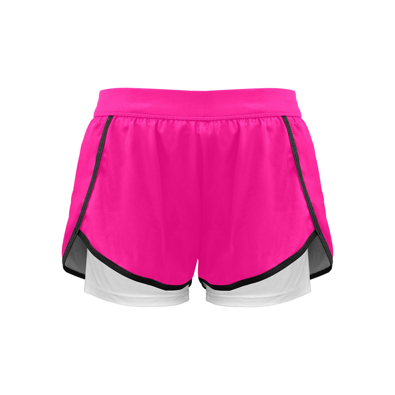 Bright Pink Collection Women's Sports Shorts with Compression Liner (Model L63)