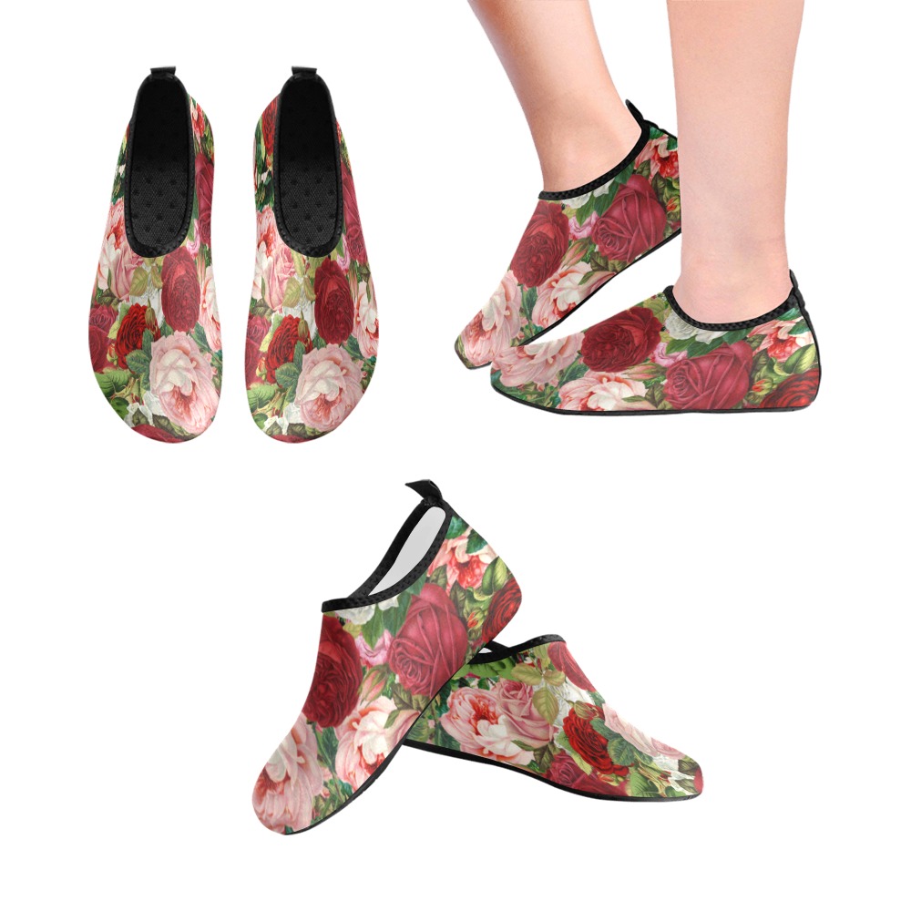 Roses and Carnations Flowers Men's Slip-On Water Shoes (Model 056)