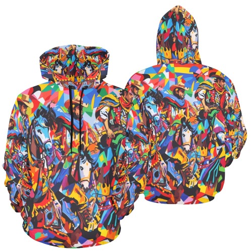 Cool abstract art of cowboys. Western theme. All Over Print Hoodie for Men (USA Size) (Model H13)