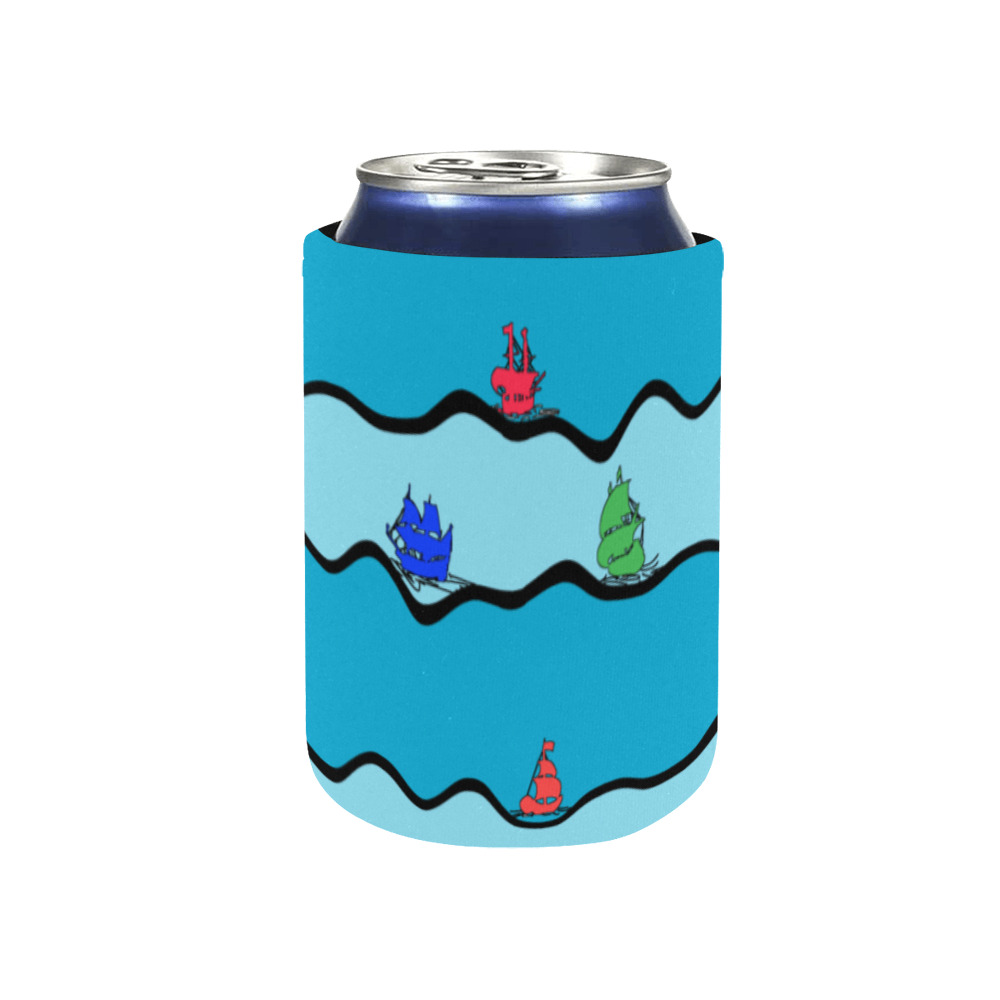 Colorful Sailboats Neoprene Can Cooler 4" x 2.7" dia.