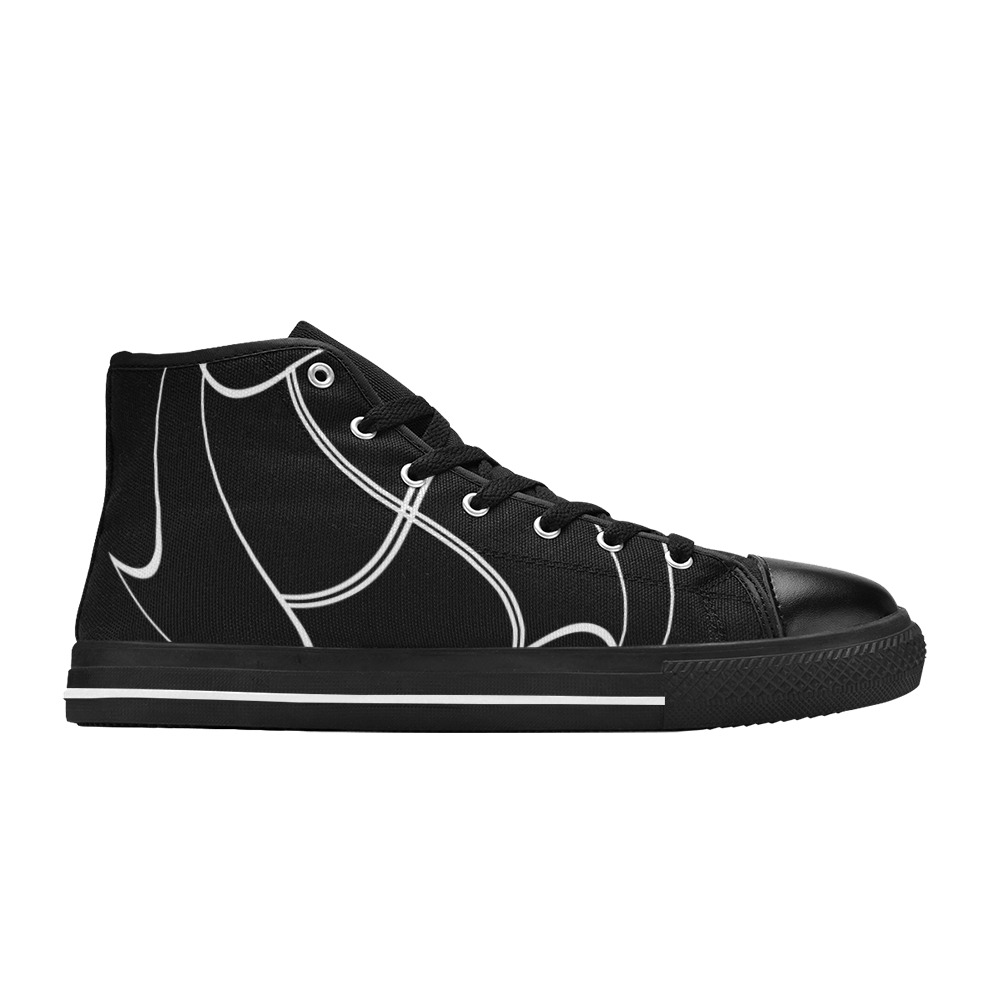 White Interlocking Squares twirled black Men’s Classic High Top Canvas ...