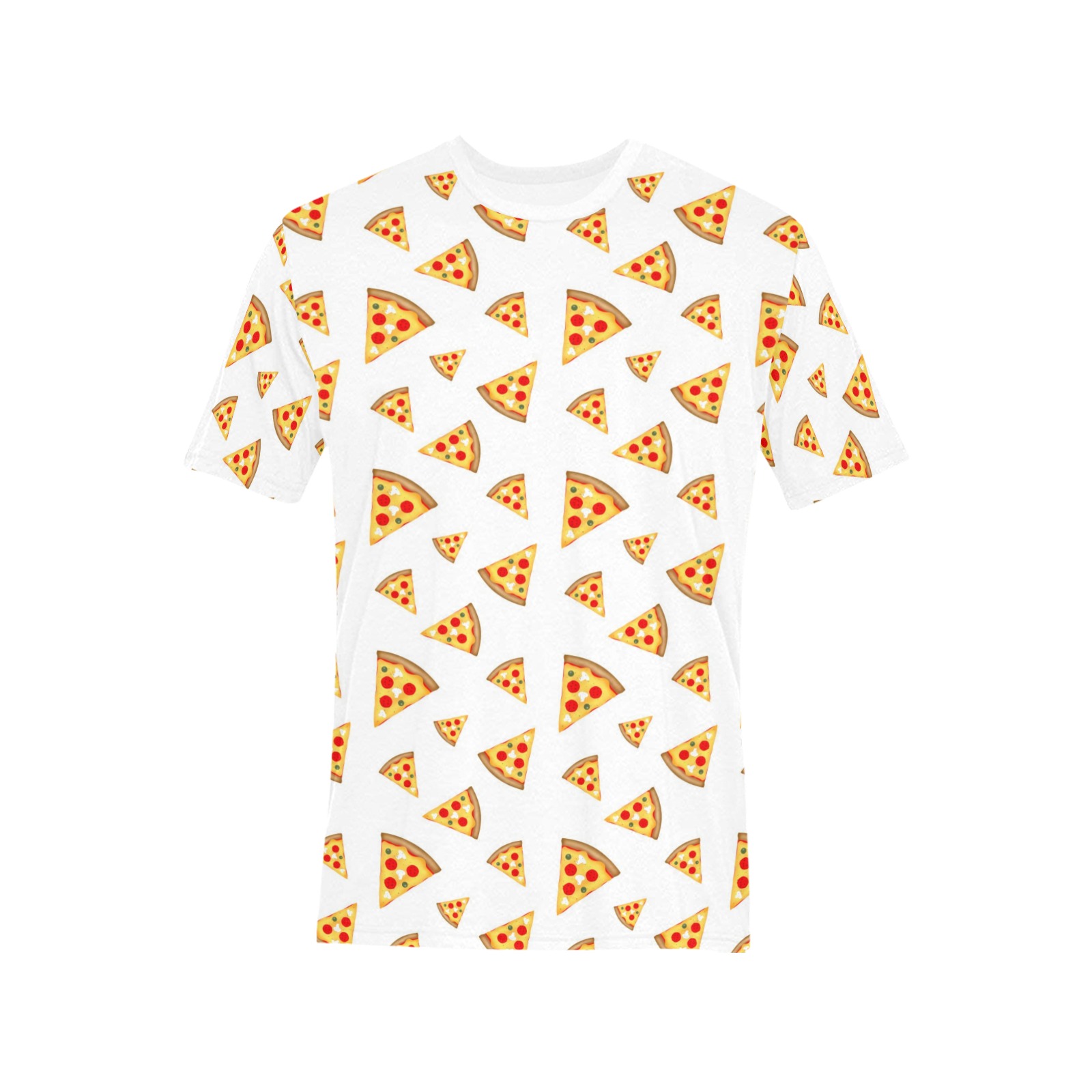 Cool and fun pizza slices pattern on white Men's All Over Print T-Shirt (Solid Color Neck) (Model T63)
