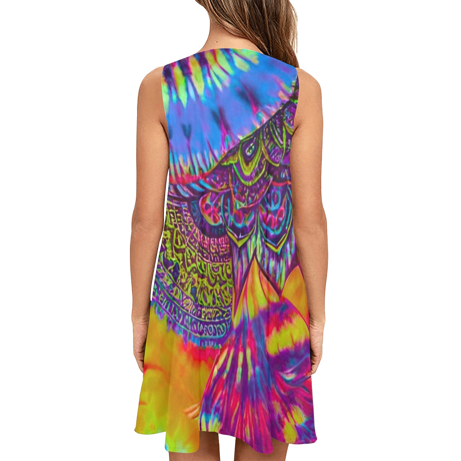 Hippy Crush Sleeveless A-Line Pocket Dress (Model D57)