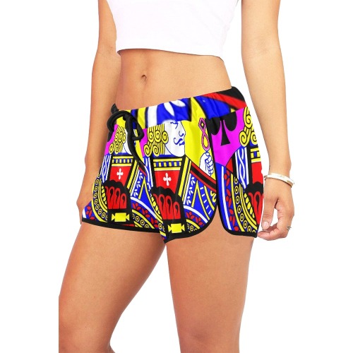 JACK OF SPADES (POPART COLOURS) Women's All Over Print Relaxed Shorts (Model L19)