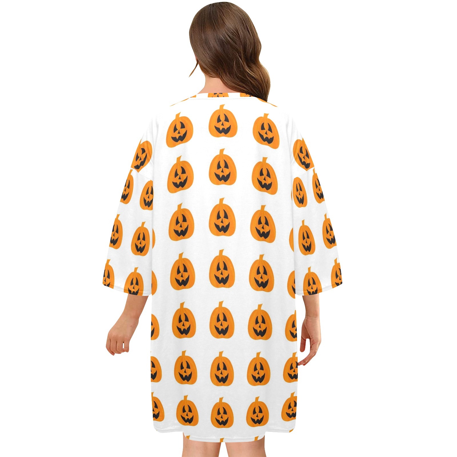 Halloween Pumpkin Sleep Shirt Women's Oversized Sleep Tee (Model T74)