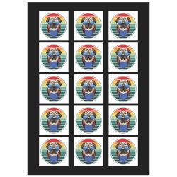 Colorful Retro Pug Personalized Temporary Tattoo (15 Pieces)