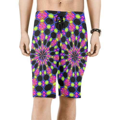 med crosspinkyellow 1 Men's All Over Print Board Shorts (Model L16)