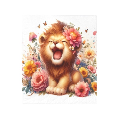 Watercolor Lion 2 Quilt 50"x60"