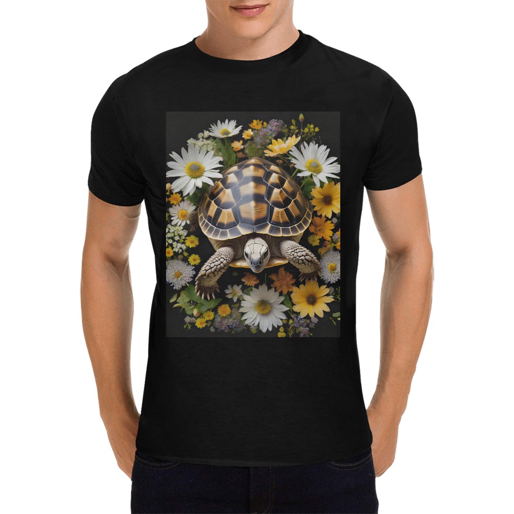 tortoise against a black background Men's T-Shirt in USA Size (Front Printing Only)