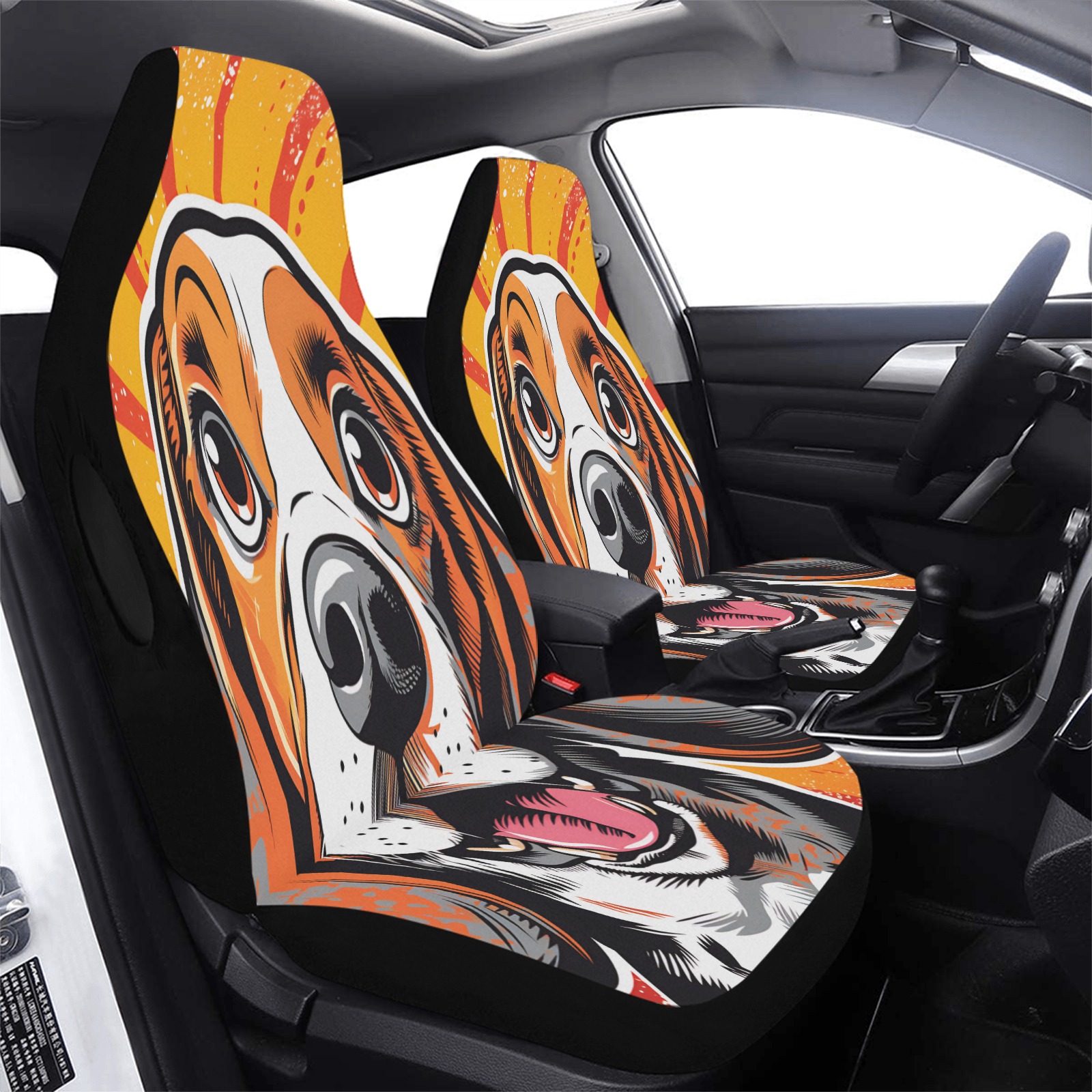Beagle Pop Art Car Seat Cover Airbag Compatible (Set of 2)
