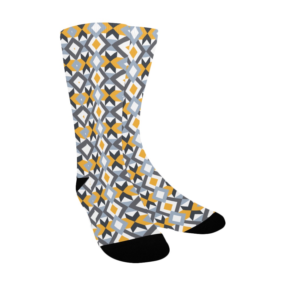 Retro Angles Abstract Geometric Pattern Women's Custom Socks