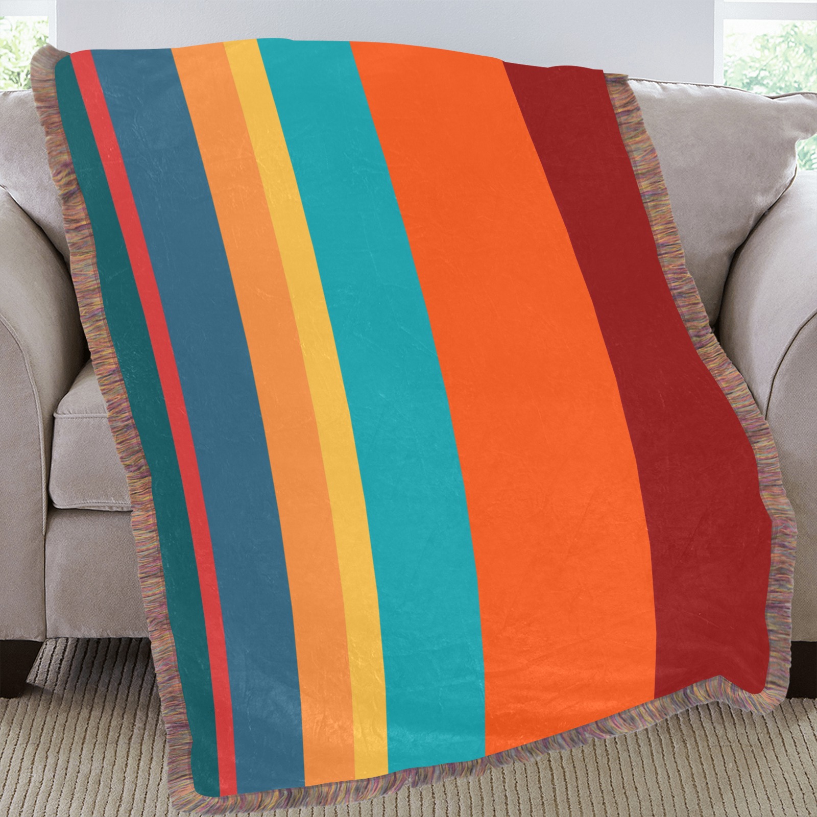 Southwest Stripes 2 Ultra-Soft Fringe Blanket 60"x80" (Mixed Green)