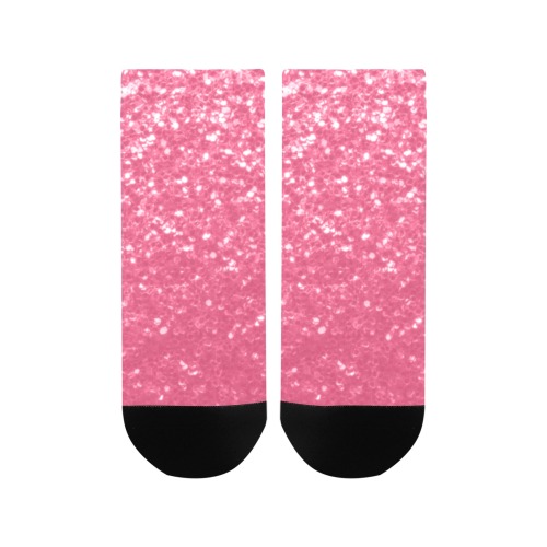 Magenta light pink red faux sparkles glitter Women's Ankle Socks