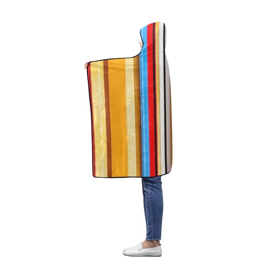 Colorful abstract pattern stripe art Flannel Hooded Blanket 40''x50''