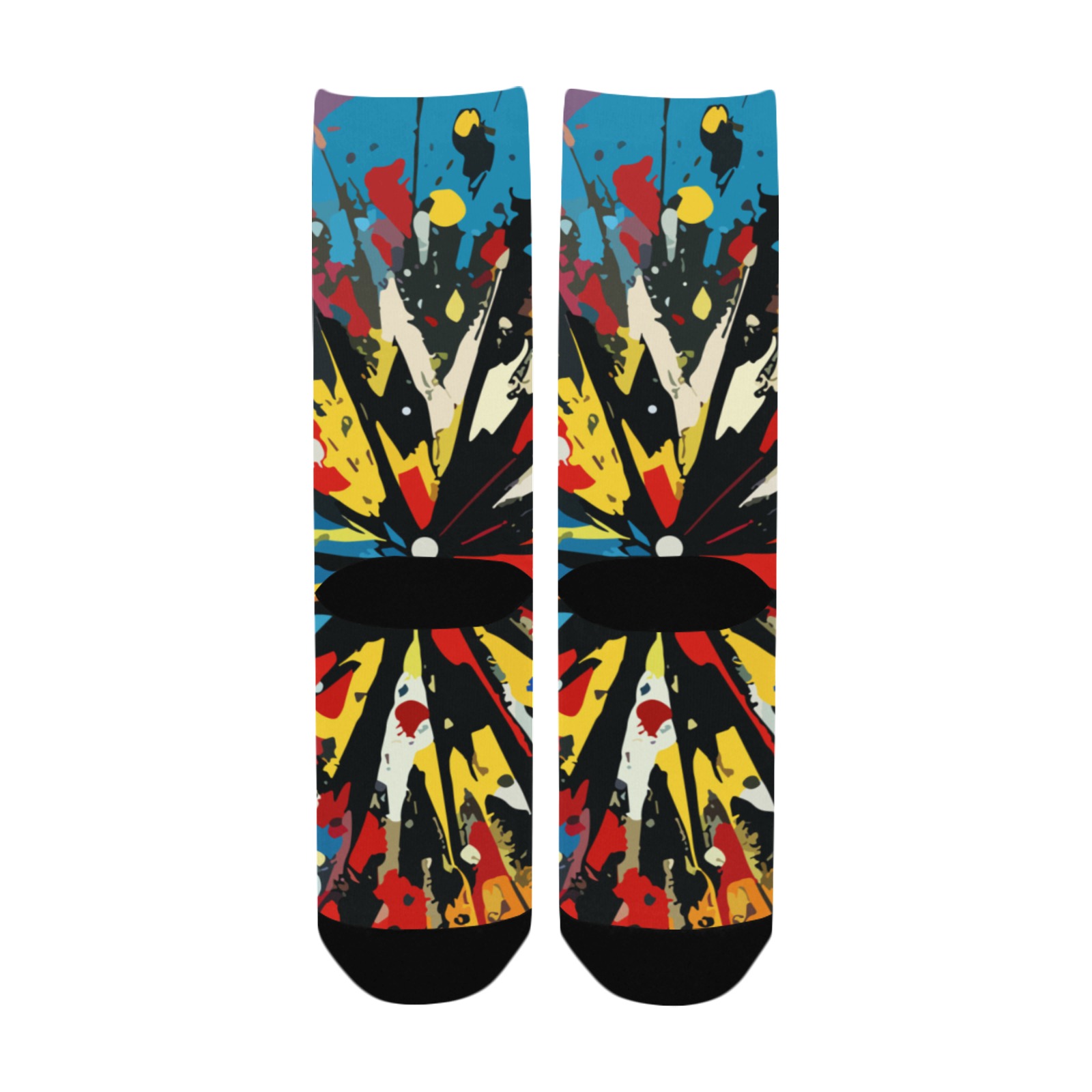 Fantastic abstract colorful flower modern art Custom Socks for Women