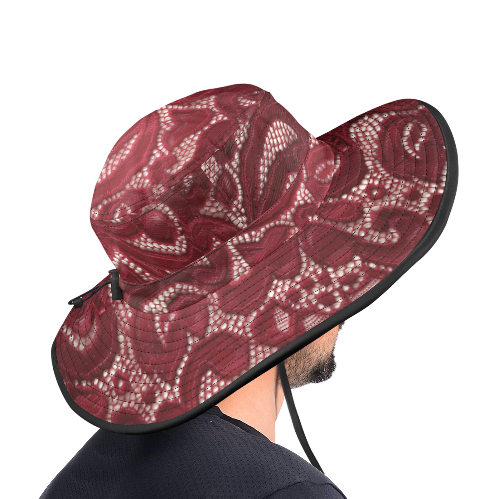 Red Lace  Momma Wide Brim Bucket Hat