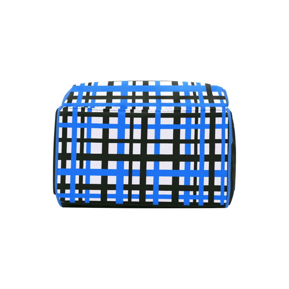 Interlocking Stripes Black White Blue Multi-Function Diaper Backpack/Diaper Bag (Model 1688)