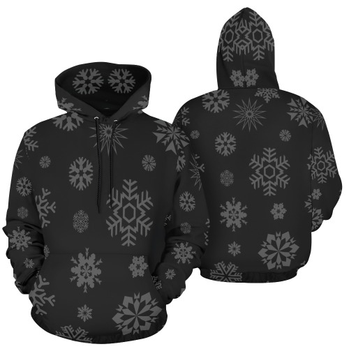 Gray Snowflakes Snowfall Winter Pattern All Over Print Hoodie for Women (USA Size) (Model H13)
