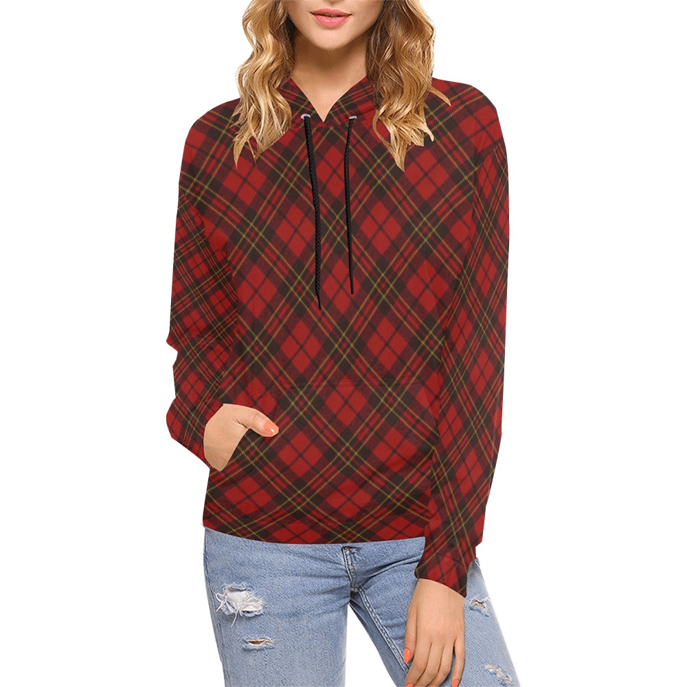 Red tartan plaid winter Christmas pattern holidays All Over Print Hoodie for Women (USA Size) (Model H13)